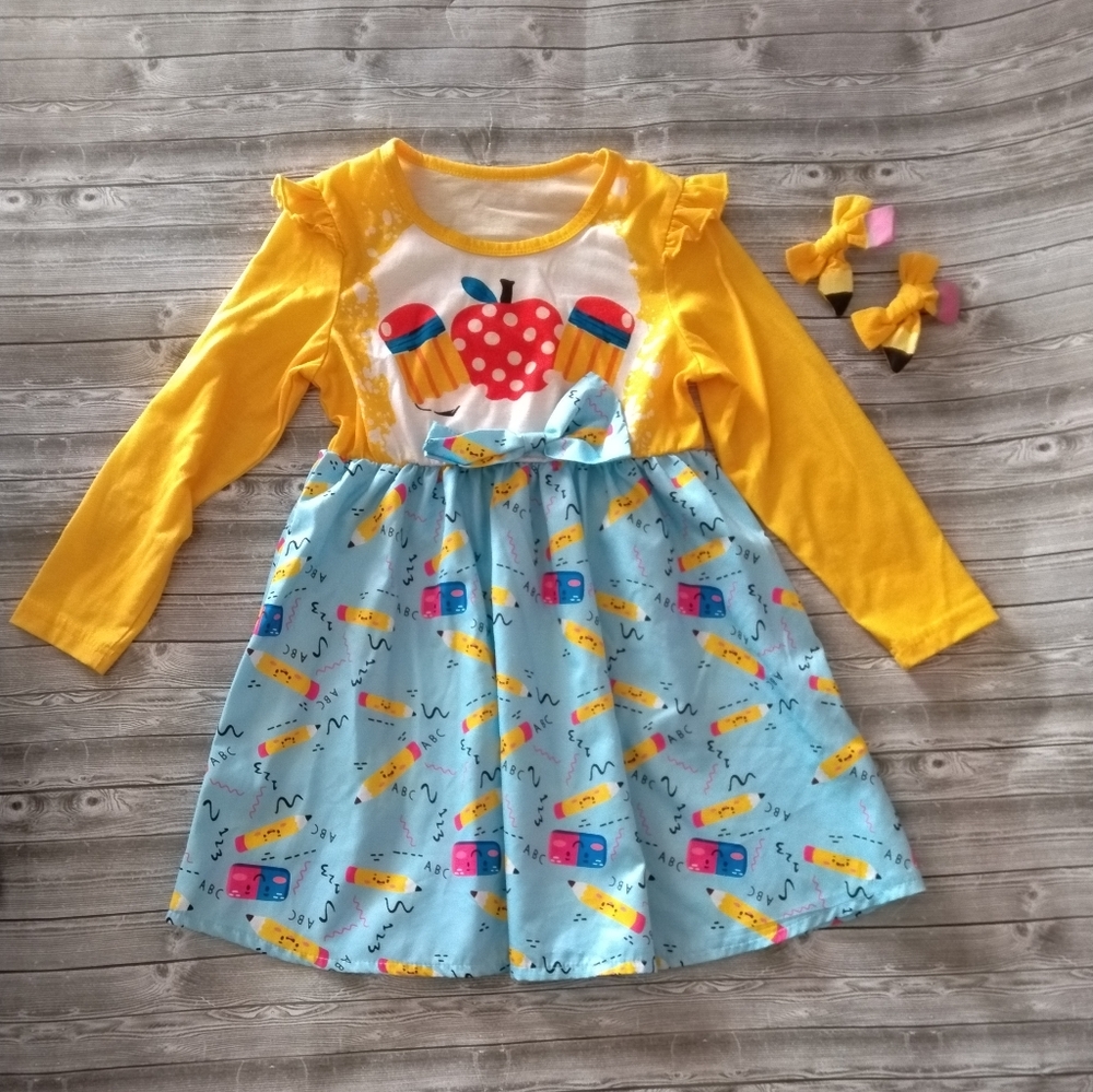 10/$40 SHEIN School Themed Kids Dress & Accessories